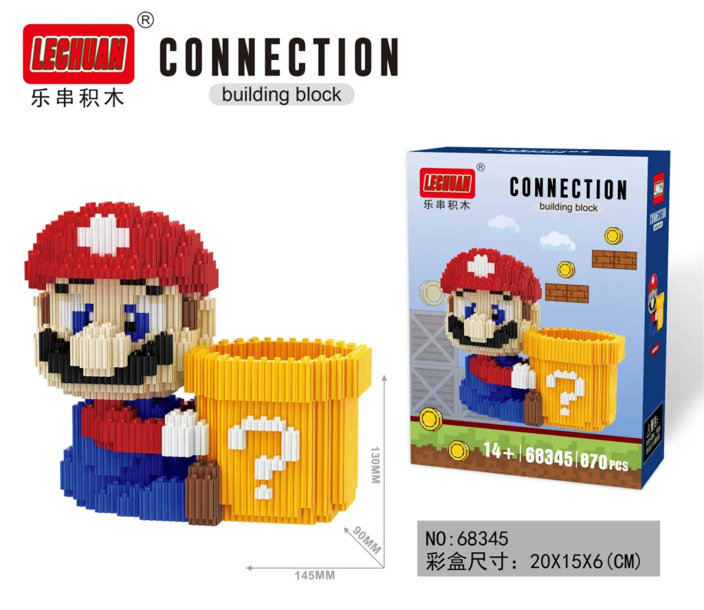 870 PCS Super Mario Puzzle Pen Holder Mini Bricks Toy